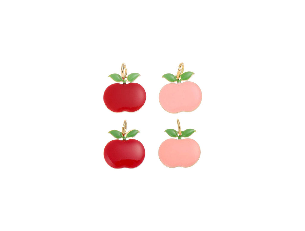 Red Apple/Pink Peach Charm for Teachers & Fruit Lovers: Red apple / 10 pieces