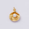 24K Gold Filled 16mm Shell Pearl Scallop Clam Sea Charm | CHARMS-00448