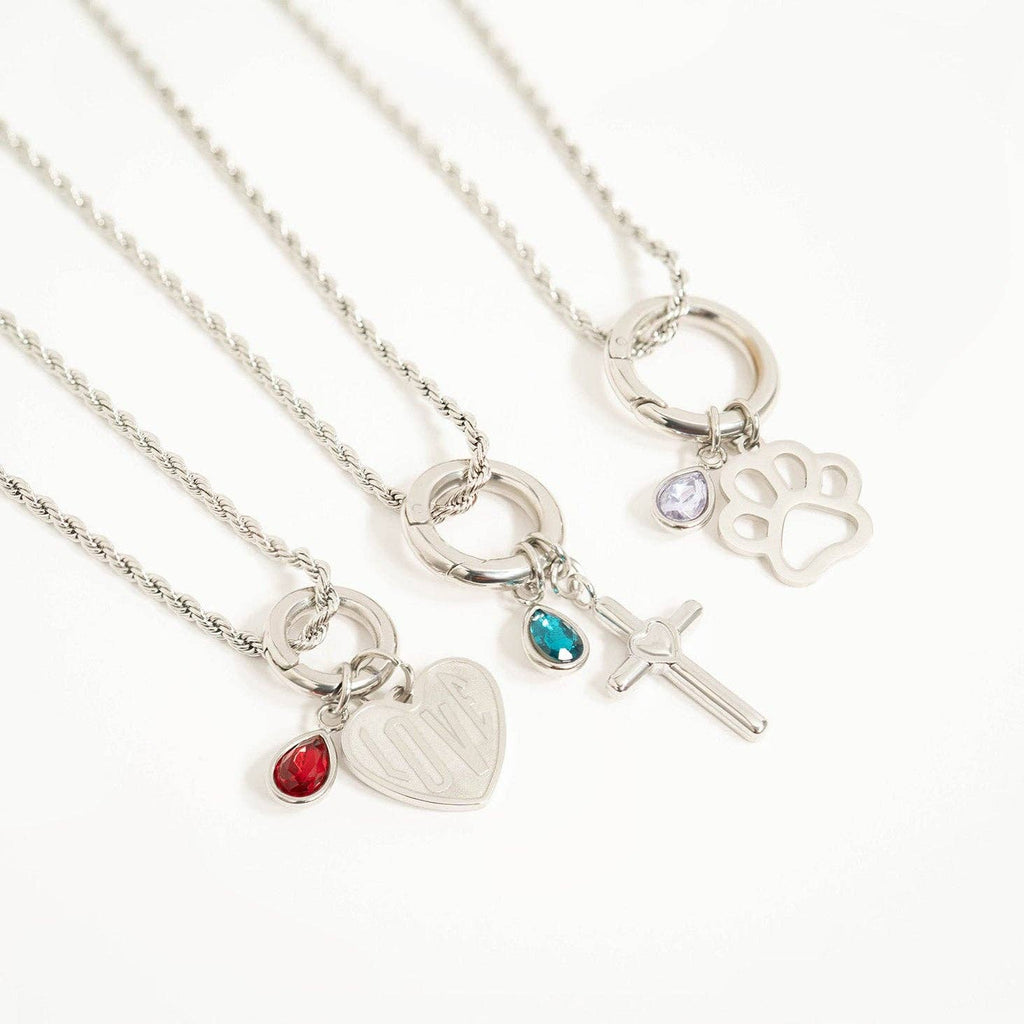 Stainless Steel Teardrop Birthstone Charm: September