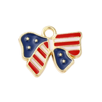 Gold Alloy American Flag Bow Charm