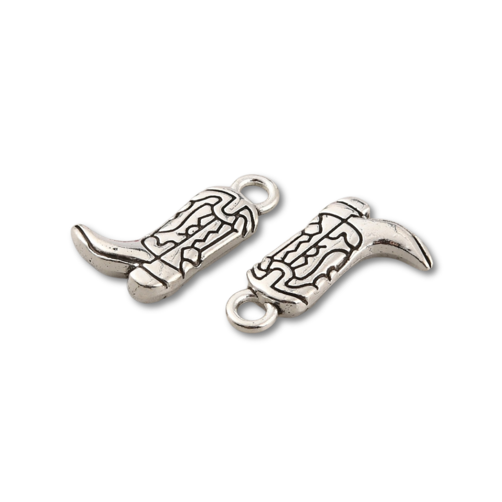Silver Alloy Cowboy Boot Charm