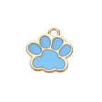 Gold Alloy Colorful Paw Print Charm: White