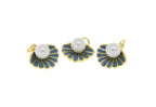 Gold Or Silver Pearl and Oyster Shell Dainty Charm CPG1081: Gold / 3pcs