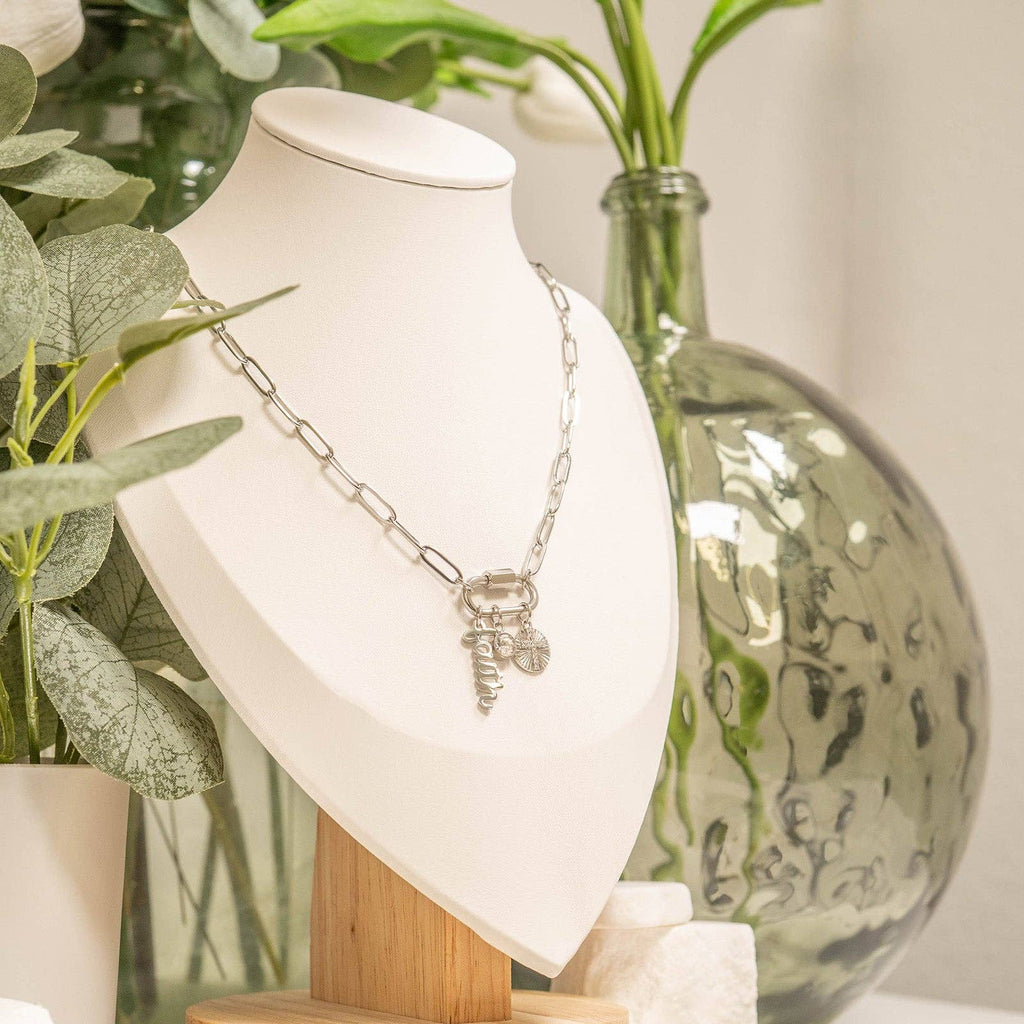 Silver Paperclip Carabiner Necklace