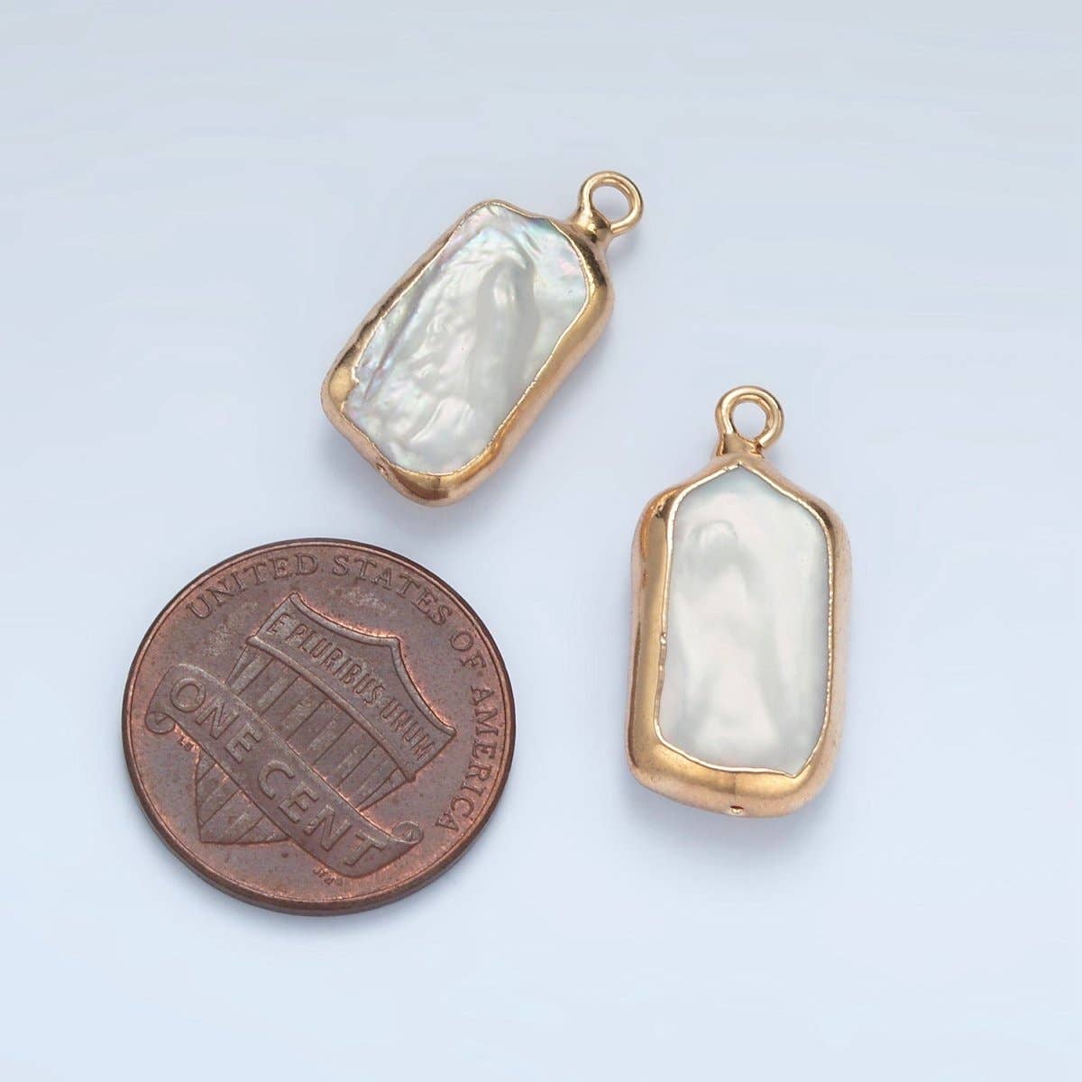 Freshwater Pearl Foil Bezel Charm
