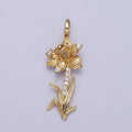 Micro Paved CZ Botanic Garden Birth Flower Gold Charm H-011 H-026 - H-032 H-038 H-040 H-041: December - Narcissus