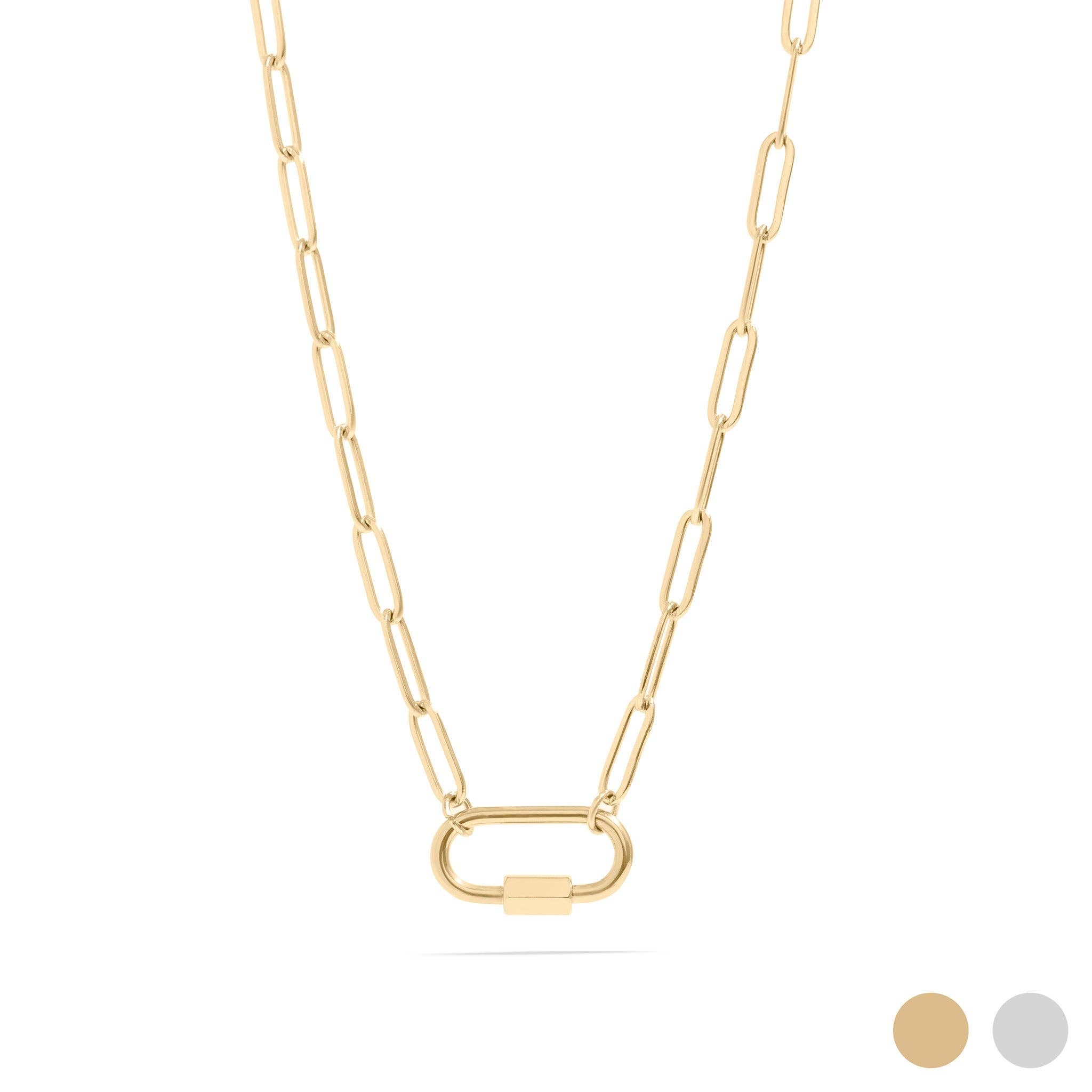 Gold Paperclip Carabiner Necklace