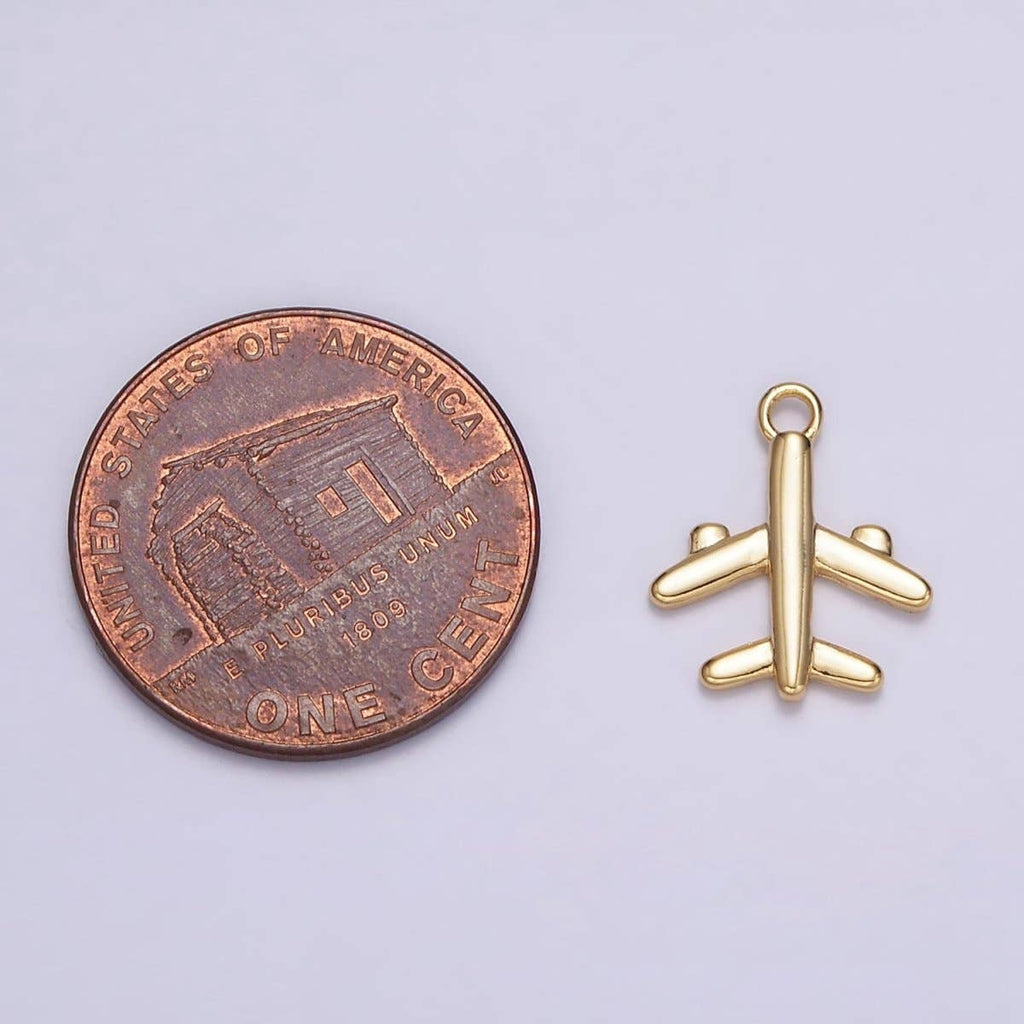 16K Gold Filled 16mm Flying Airplane Traveling Add-On Charm | N973