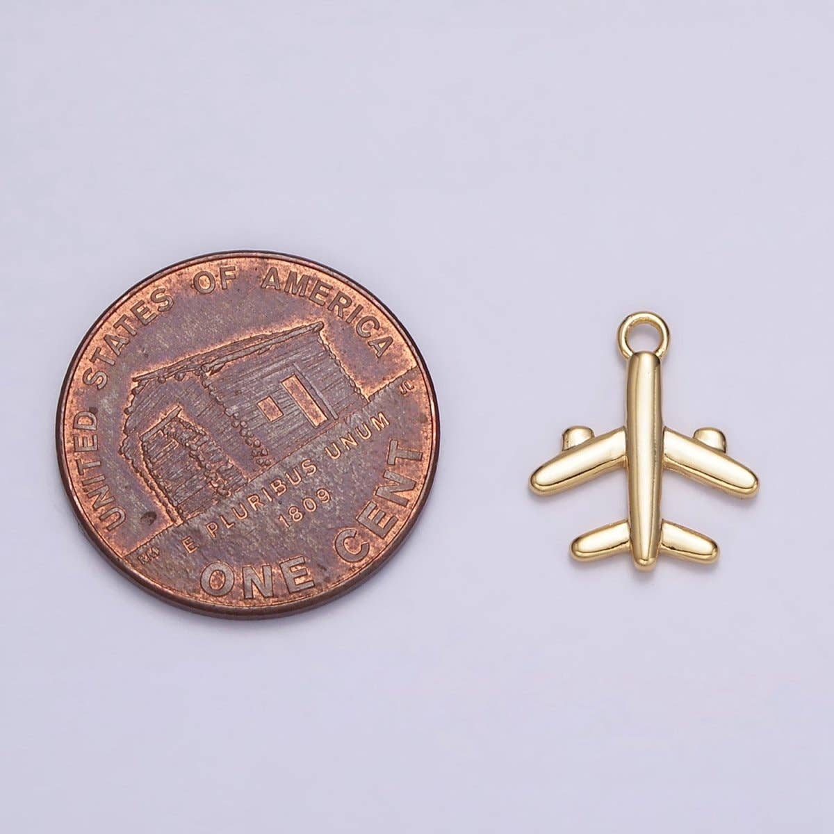 16K Gold Filled 16mm Flying Airplane Traveling Add-On Charm | N973