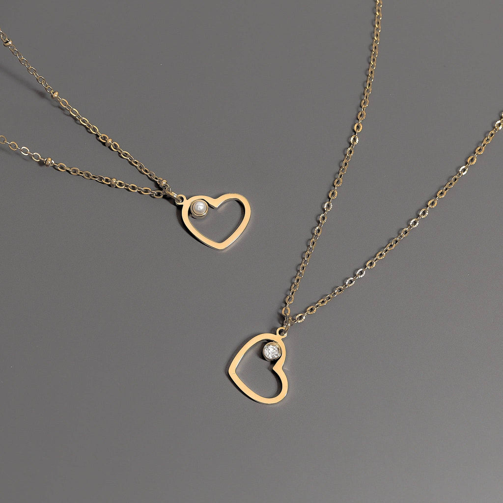 (9pc) 18K Gold PVD Stainless Steel Heart Charm Set: Gold
