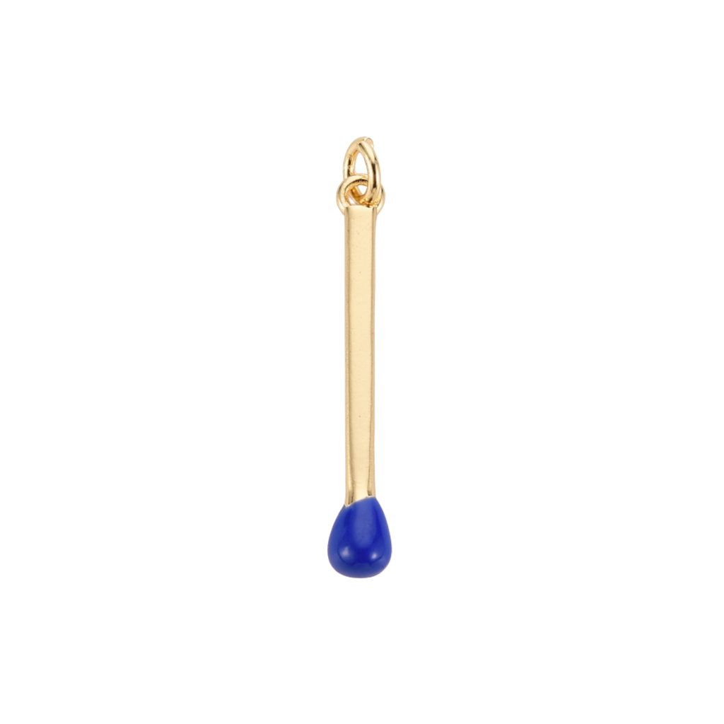 16k Gold Plated Brass Match Stick Charm: Dark Blue