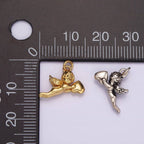 14K Gold Filed Cherub Baby Angel Heart Puffed Mini Charm in Gold & Silver | AG592: Gold