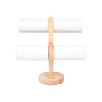 Natural Wood & Leather 2 Tier Bracelet Display: White