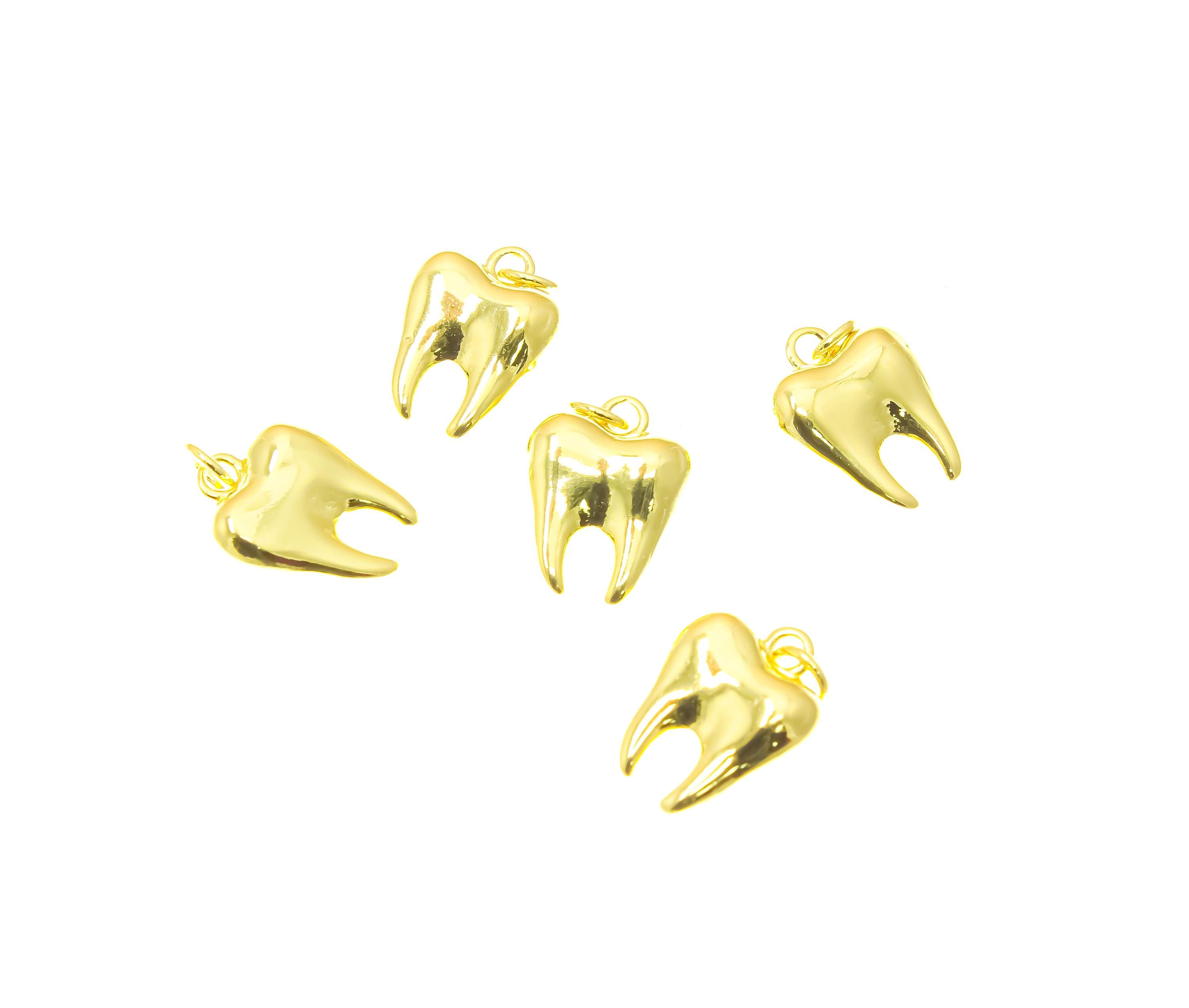 18k Gold Tooth Charm Pendant Minimalist Jewelry CPG2210: 5 pieces