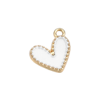 Gold Alloy Colorful Heart Charm: White