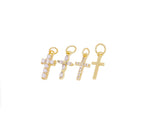 Gold, Pearl & CZ Mini Cross Charms for Jewelry Making: 5pcs / #04