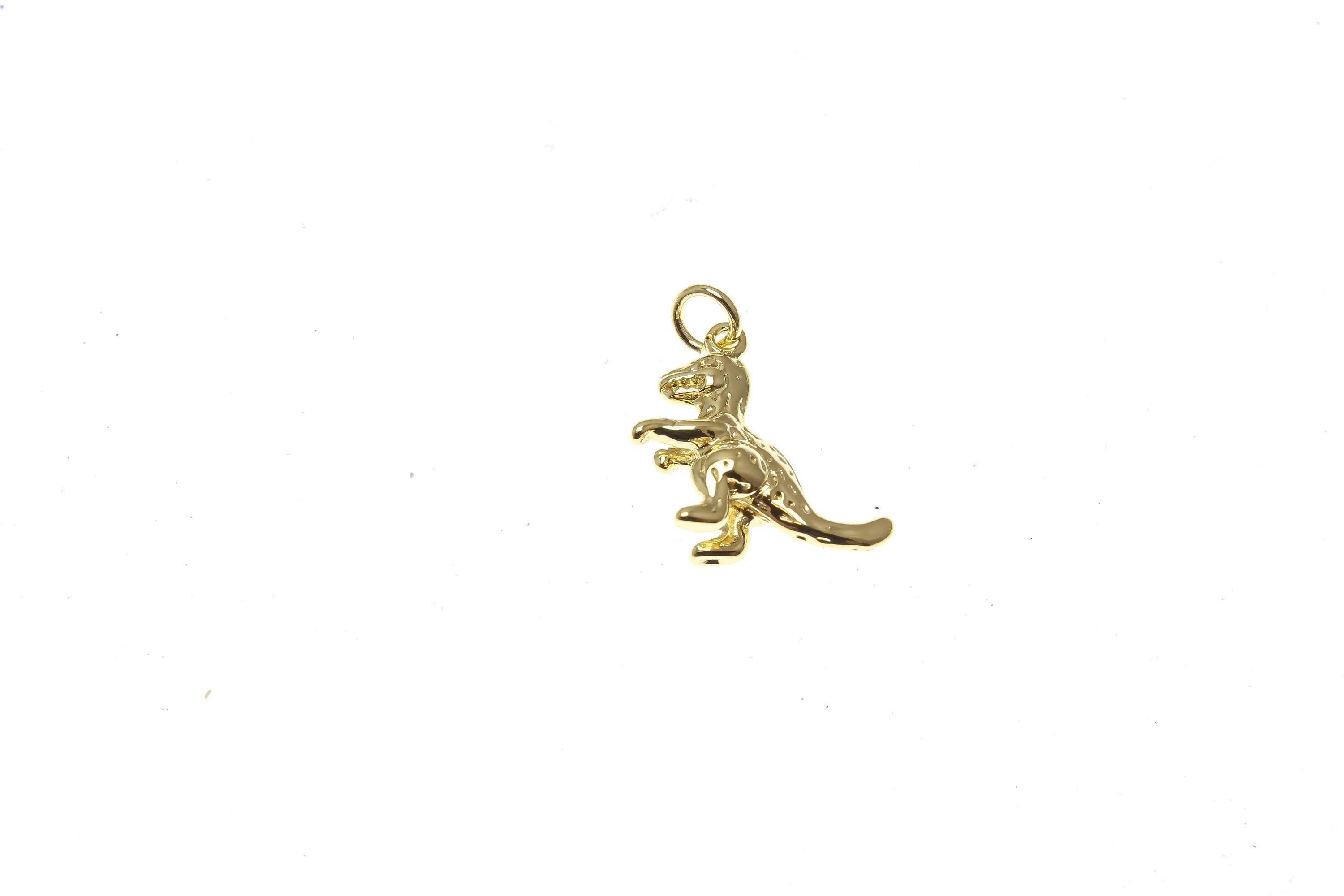 Gold Dinosaur T-Rex Charm for Necklace or Bracelet,CPG1394: 5pcs / Gold