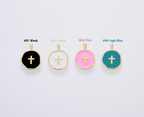 Dainty Enamel Cross Medallion Charm in Gold Filled, CP1674: #04 Light Blue