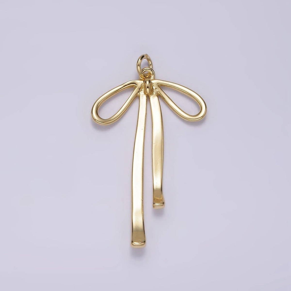 14K Gold Filled 30mm Ribbon Bow Minimalist Charm in Gold & Silver | AG494: Gold