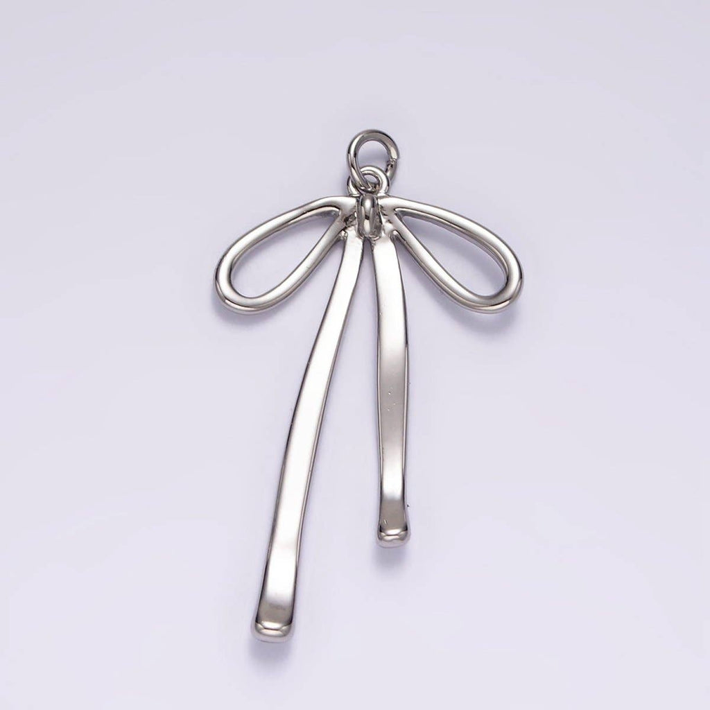14K Gold Filled 30mm Ribbon Bow Minimalist Charm in Gold & Silver | AG494: Gold
