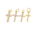 Gold, Pearl & CZ Mini Cross Charms for Jewelry Making: 5pcs / #04