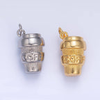 24K Gold Filled Mini 3D Multidimensional Coffee Tumbler Drink Charm in Gold & Silver | W670: Gold