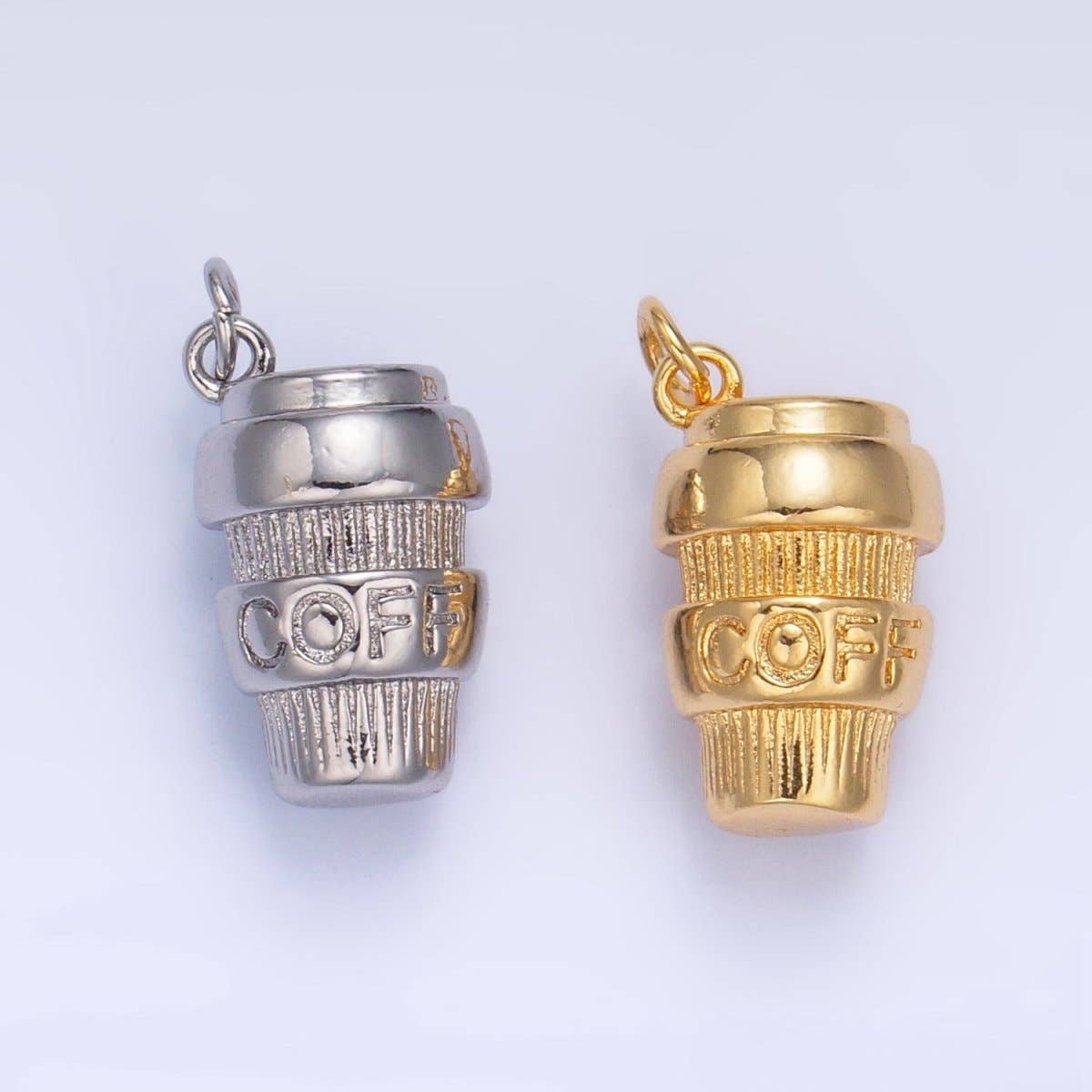 24K Gold Filled Mini 3D Multidimensional Coffee Tumbler Drink Charm in Gold & Silver | W670: Gold