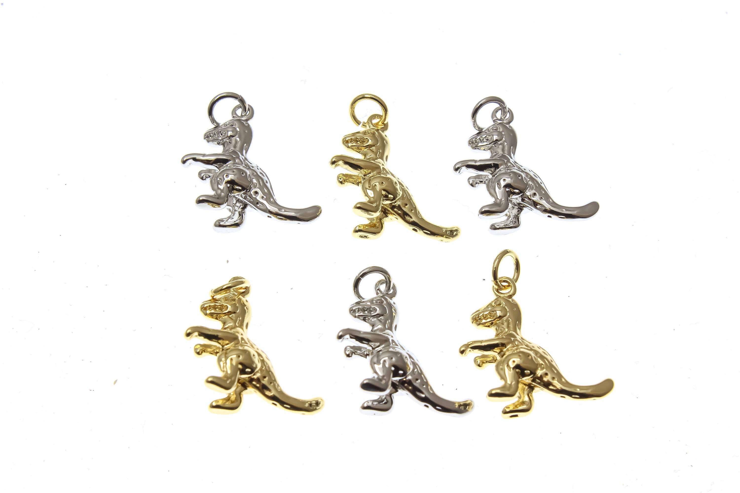 Gold Dinosaur T-Rex Charm for Necklace or Bracelet,CPG1394: 5pcs / Gold