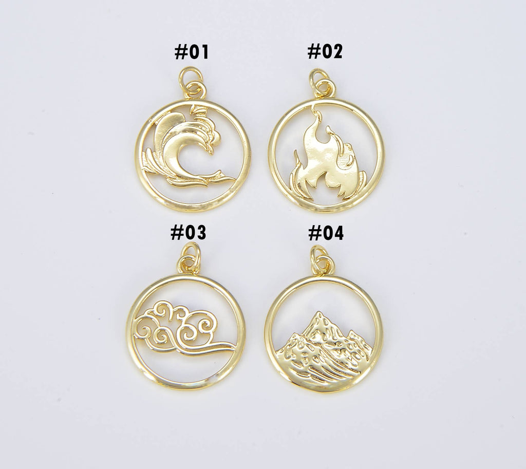 Fire Dainty 18K Gold Charm Element Charm CP1556: #02