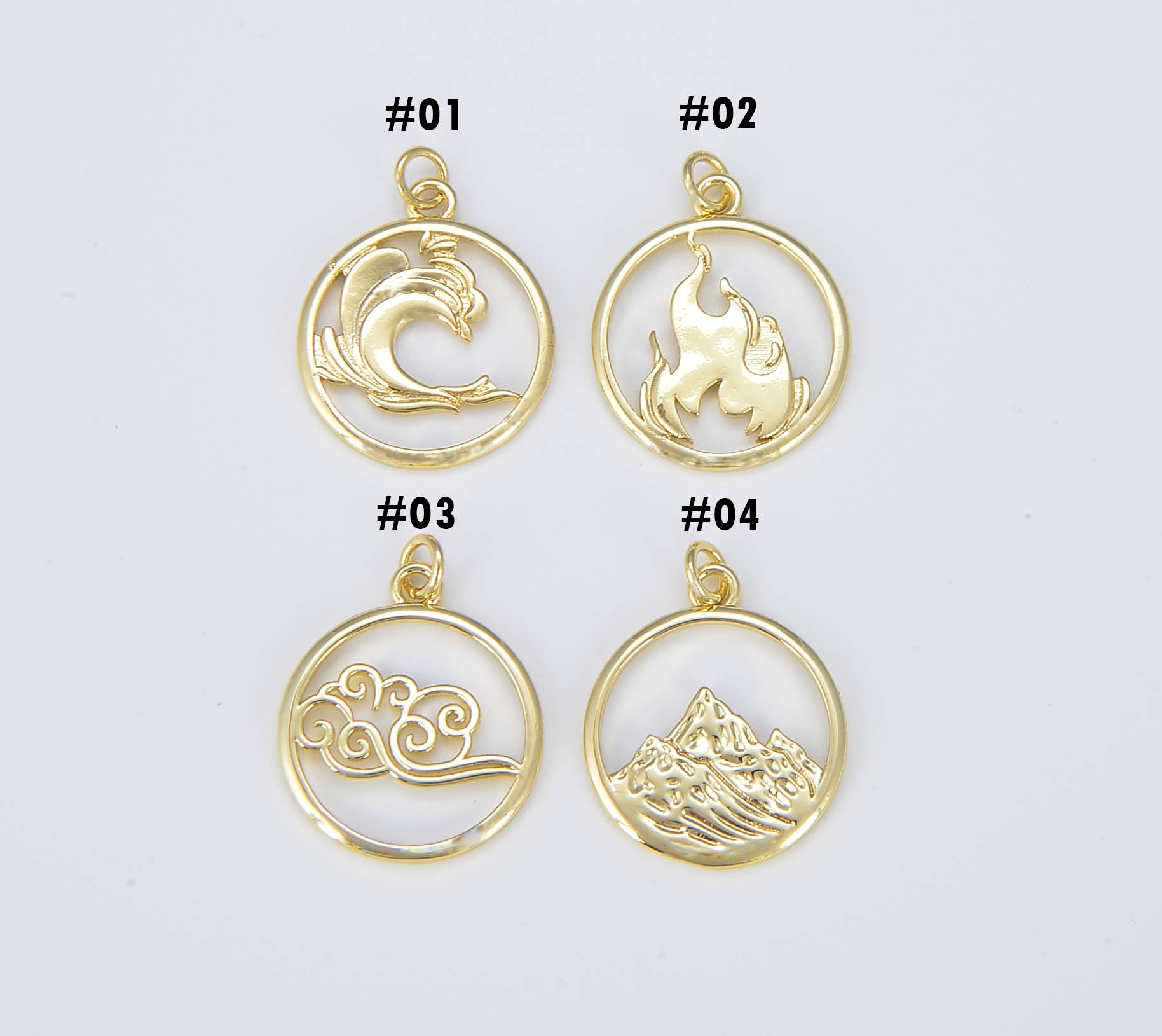 Fire Dainty 18K Gold Charm Element Charm CP1556: #02