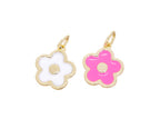 Gold Daisy Enamel Charm for Girls CPG1632: Pink / 10pcs