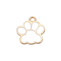 Gold Alloy Colorful Paw Print Charm: White