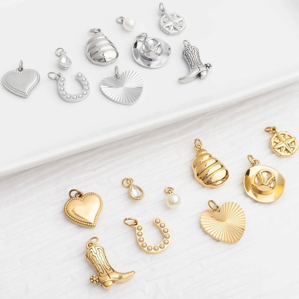 18K Gold PVD Stainless Steel Coastal Cowboy Charm Set: Gold