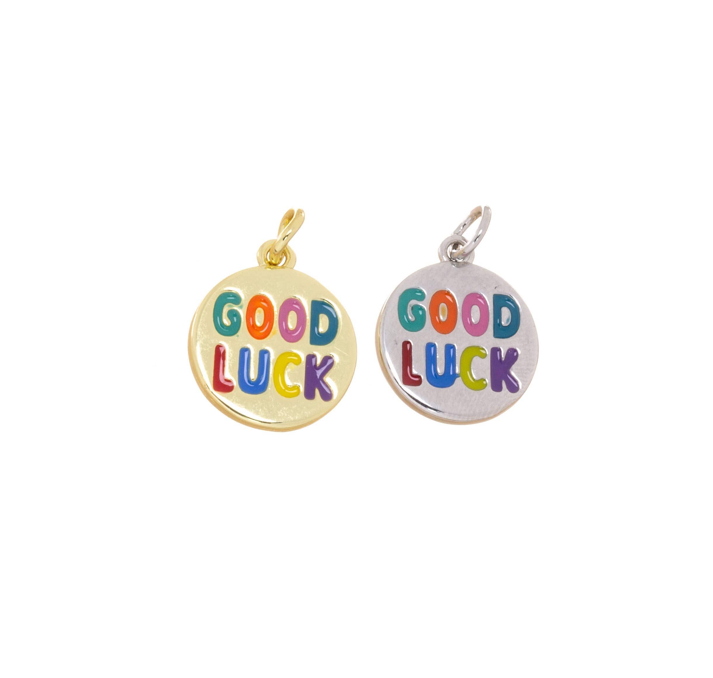 Rainbow Good Luck Coin Charm For Jewelry Making, CPG-CPS2785: Gold / 6pcs