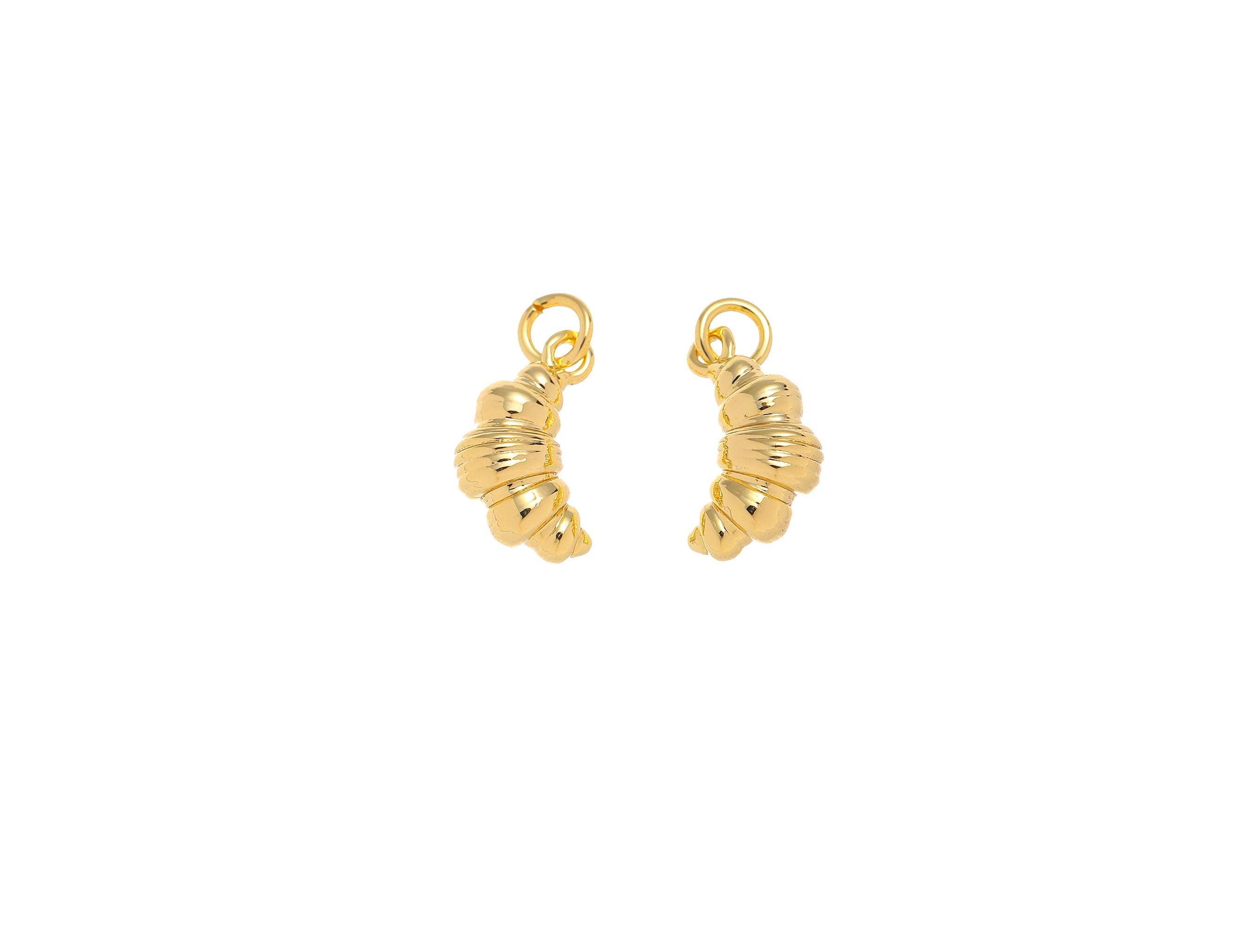 Gold Croissant Charm Pendant for Bracelet Necklace CPG1522: 10 pieces