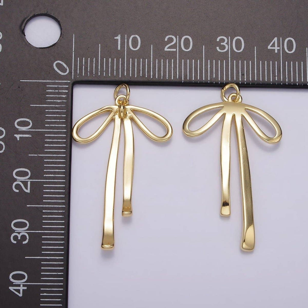 14K Gold Filled 30mm Ribbon Bow Minimalist Charm in Gold & Silver | AG494: Gold