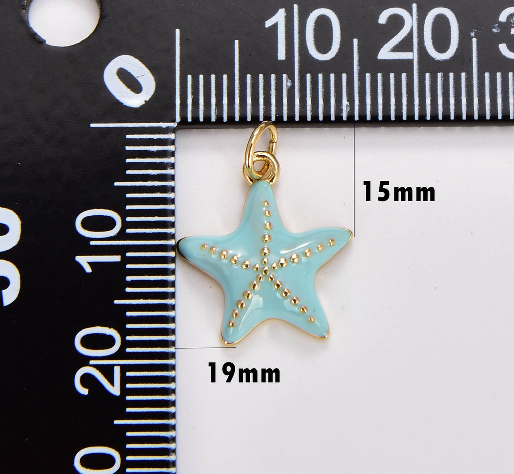 Blue Enamel Starfish Charm in Gold Filled, CP1764