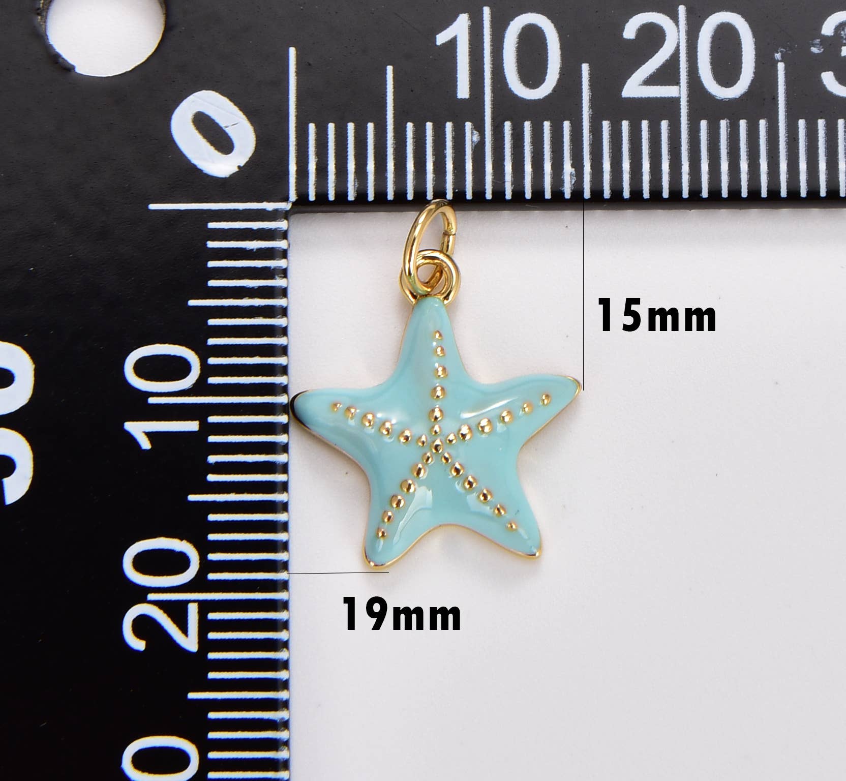 Blue Enamel Starfish Charm in Gold Filled, CP1764