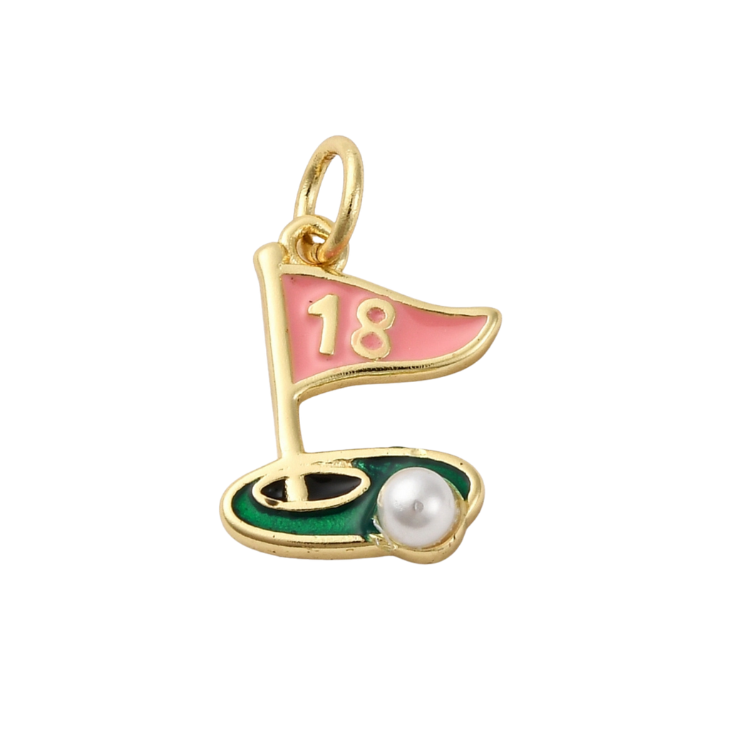 18k Gold Plated Brass Golf 18th Hole Charm
