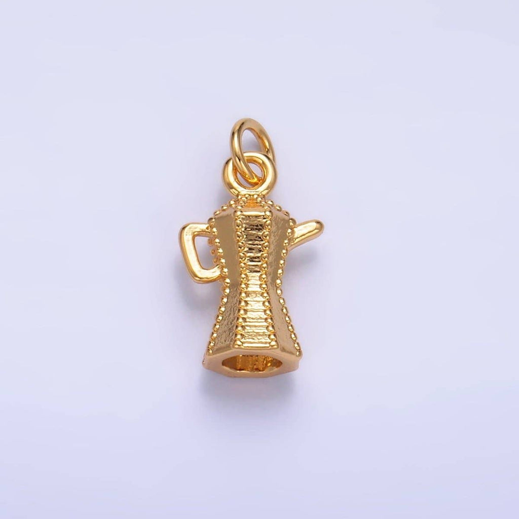 24K Gold Filled Italian Expresso Coffee Maker Pot Multidimensional Charm | W318