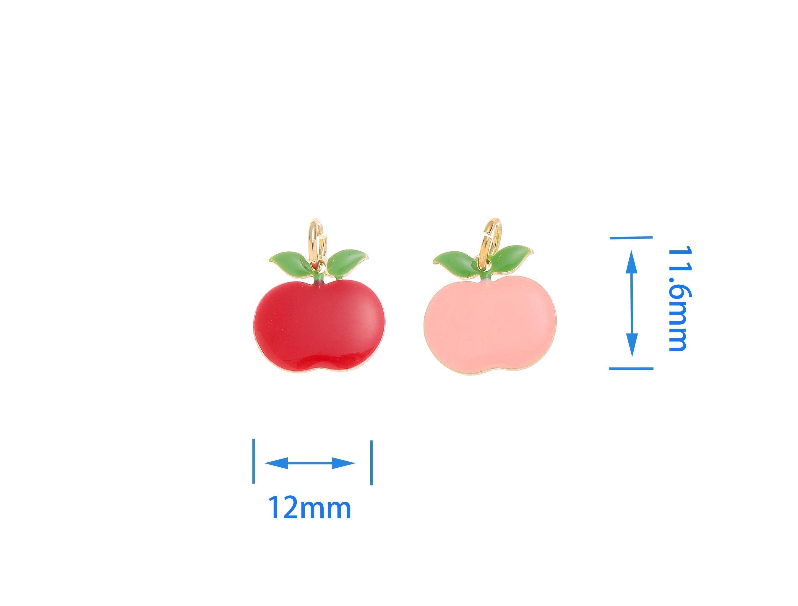 Red Apple/Pink Peach Charm for Teachers & Fruit Lovers: Red apple / 10 pieces