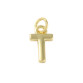18k Gold Plated Brass Initial Charm Individual Letters: T