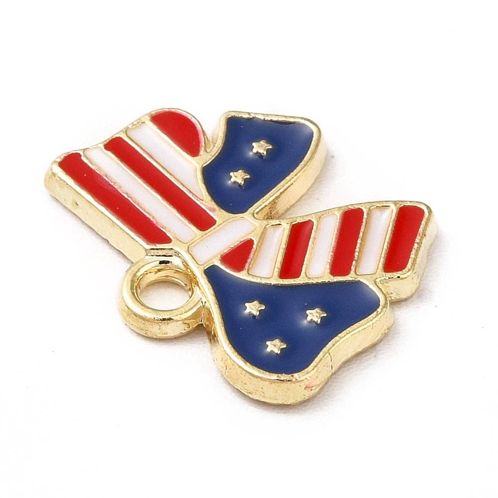 Gold Alloy American Flag Bow Charm