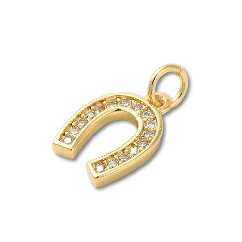 18k Gold Plated Brass Horseshoe Charm or pearl horse shoe