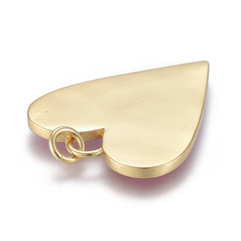 18k Gold Plated Brass Red Heart Charm
