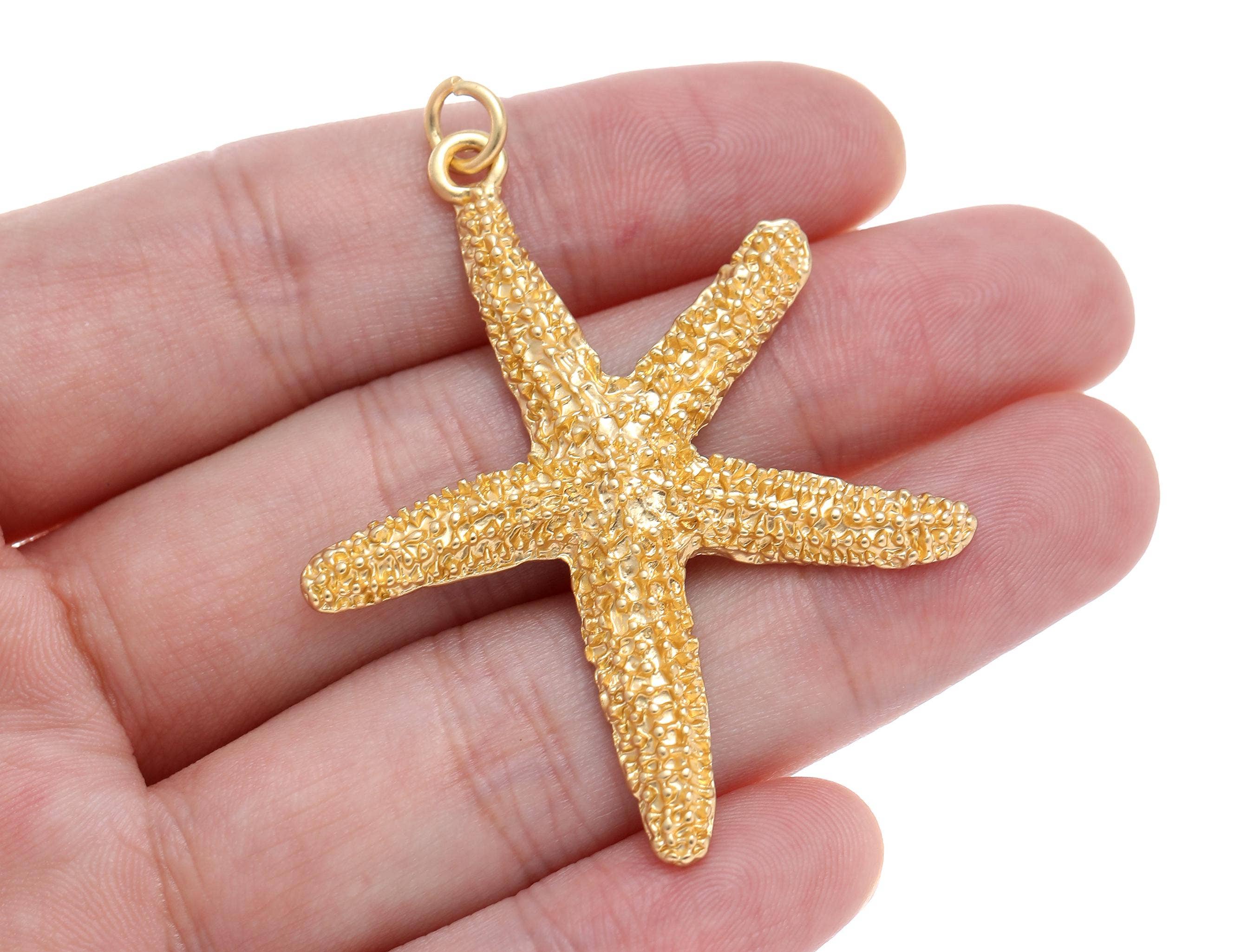 Gold Starfish Pendant and Necklace Charm CPG1428: 3pcs