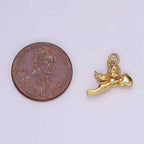 14K Gold Filed Cherub Baby Angel Heart Puffed Mini Charm in Gold & Silver | AG592: Gold