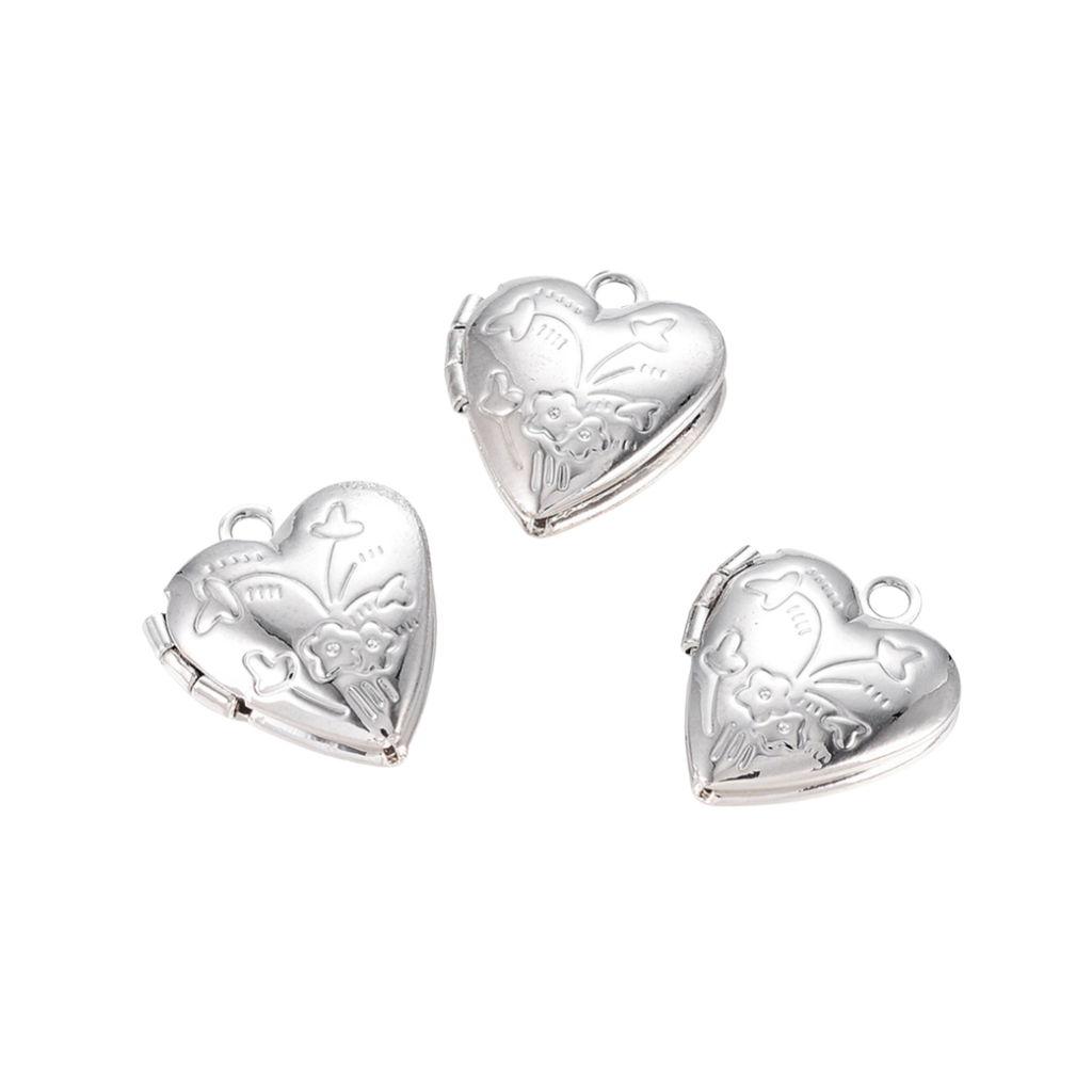 * Silver Vintage Heart Locket Charm