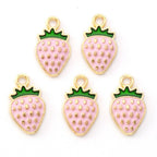 Gold Alloy Pink Strawberry Charm
