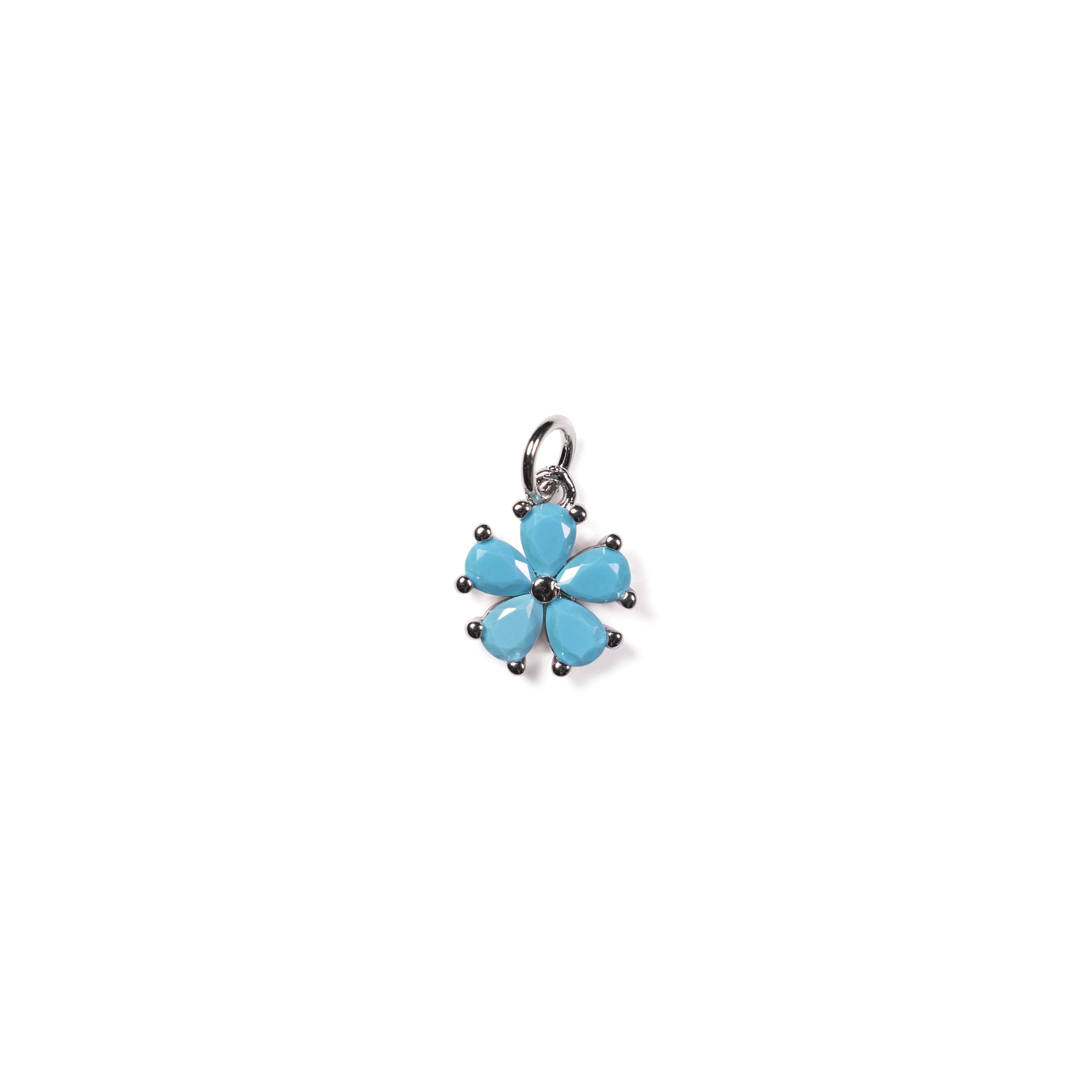 Gold/silver turquoise CZ Flower Charm Tropical, CPG2832: Gold / 3 pcs
